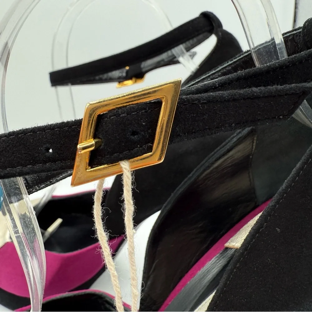 Gianni Marra Bold Color-block With Ankle Strap Stiletto Pointy Toe Platform - Picture 10 of 17